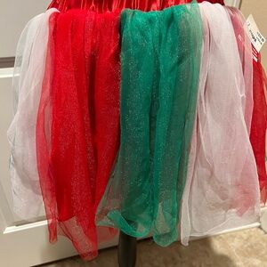 Festive Red, Green, and White Tulle Skirt